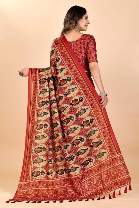 Woman wearing a Patola dolles Manipuri Saree.