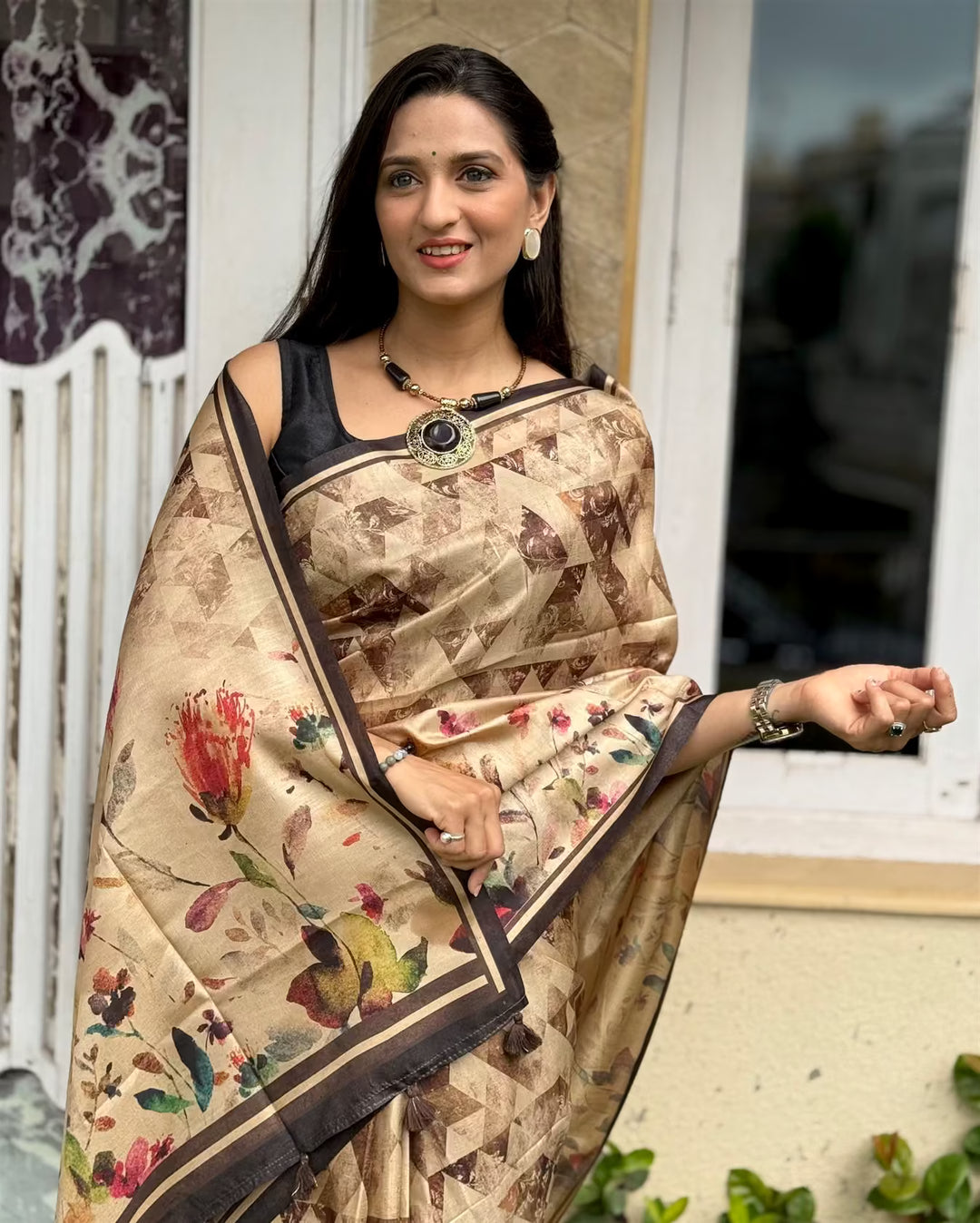Tussar Silk Printed Saree for Woman by Ethnic Today.