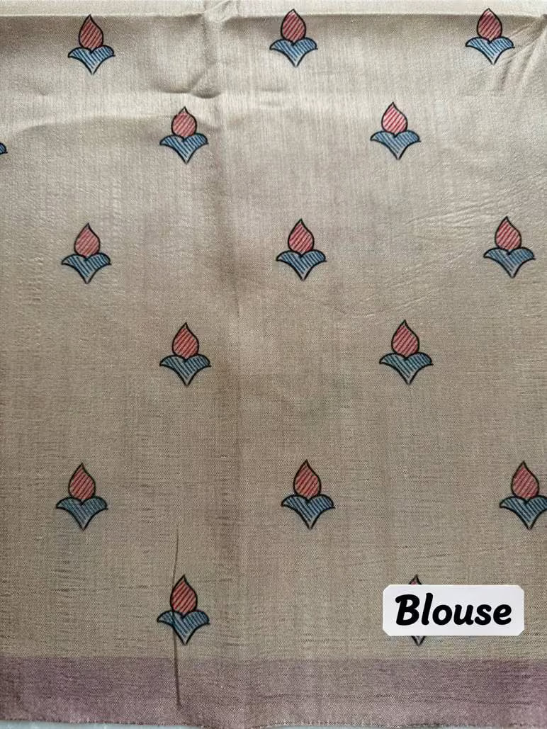 Floral butta with solid pink border blouse.