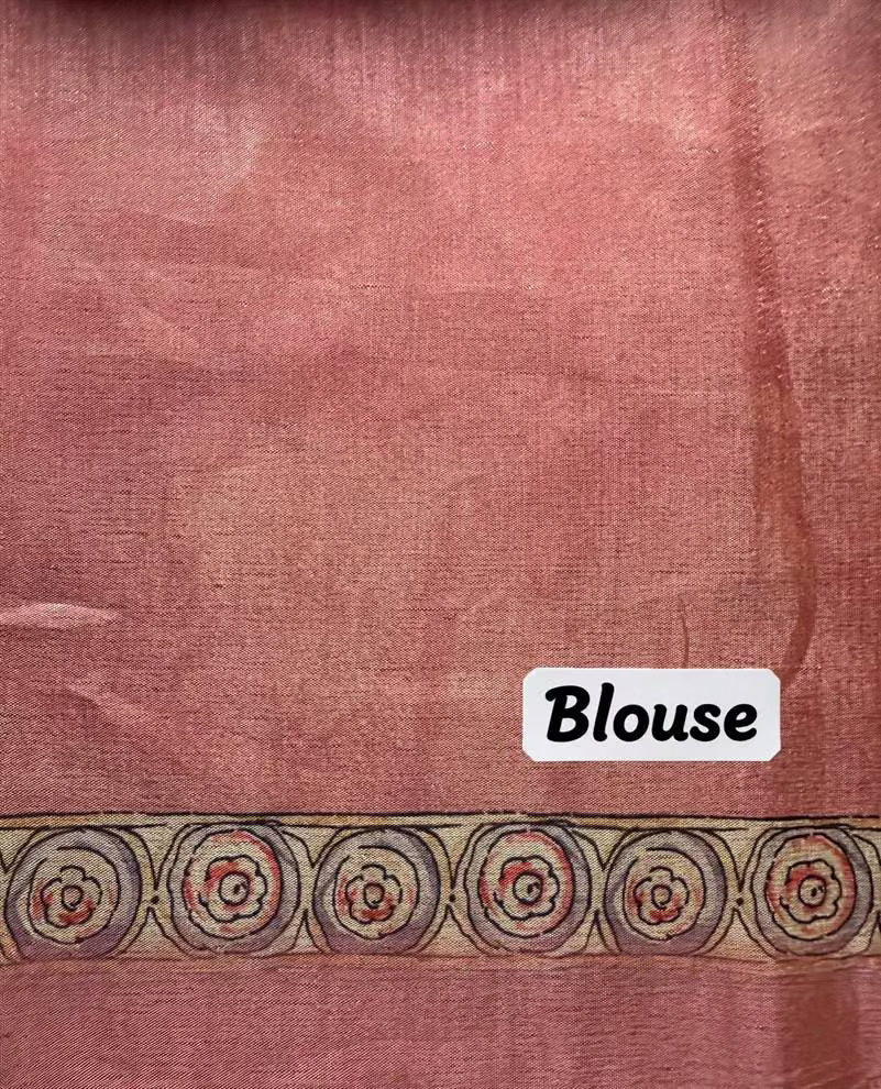 Pink blouse with printed border for woman