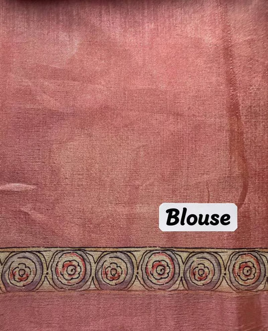 Pink blouse with printed border for woman