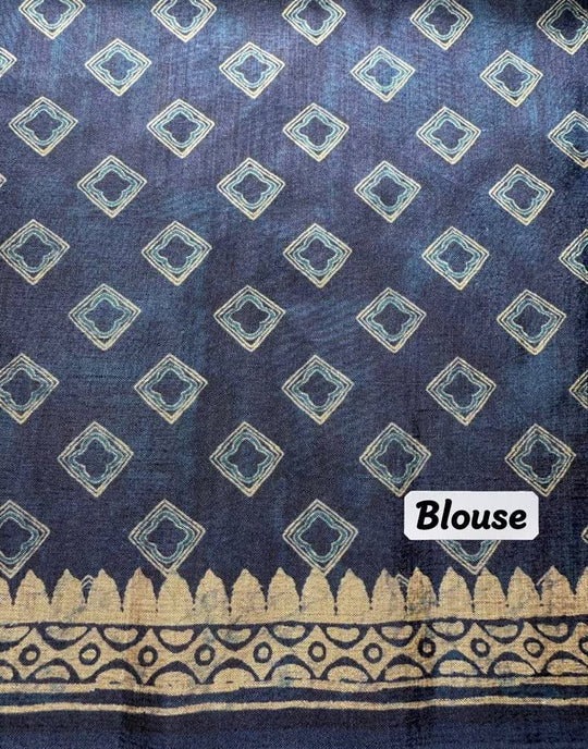 Indigo Geometric printed blouse for woman.