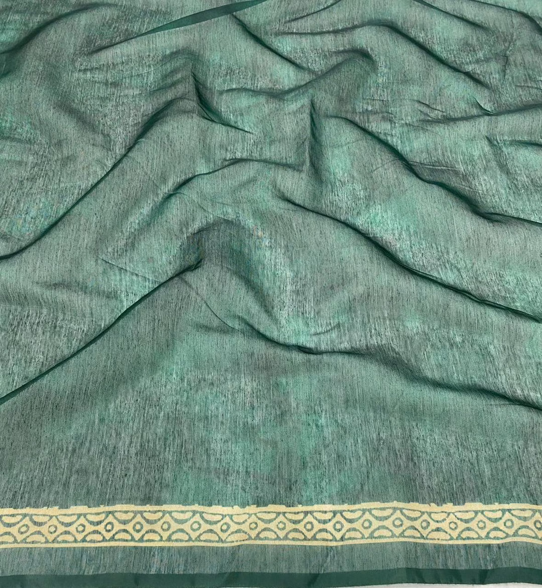 Plain Drak Green Blouse in Chanderi Silk Fabric for Woman by Ethnic Today.