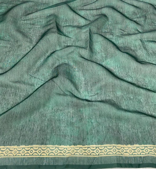 Plain Drak Green Blouse in Chanderi Silk Fabric for Woman by Ethnic Today.