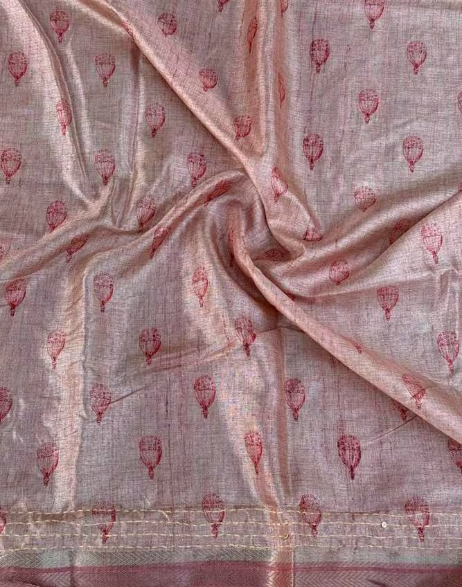 Dusty rose katha work blouse fabric by Ethnic Today.