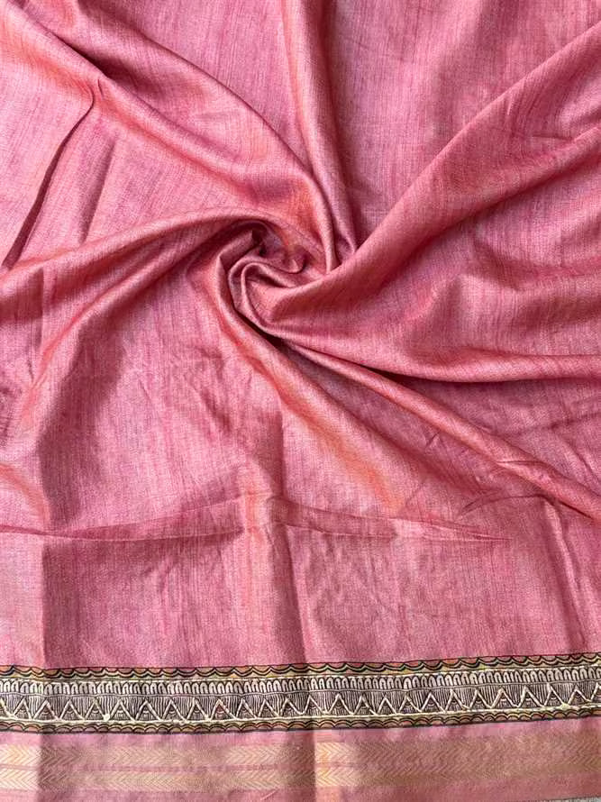 Rose Gold blouse fabric with katha work by Ethnic Today.
