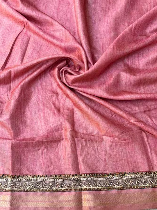 Rose Gold blouse fabric with katha work by Ethnic Today.
