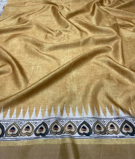 Yellow Blouse fabric with printed border for woman by Ethnic Today.