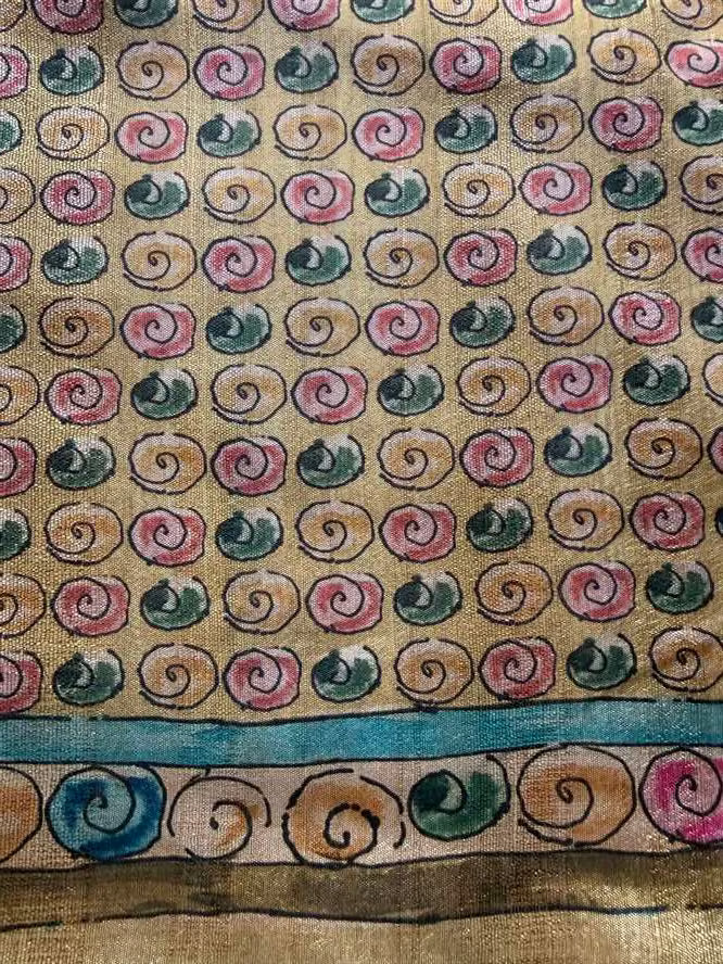 Multicolour printed blouse with beige base.