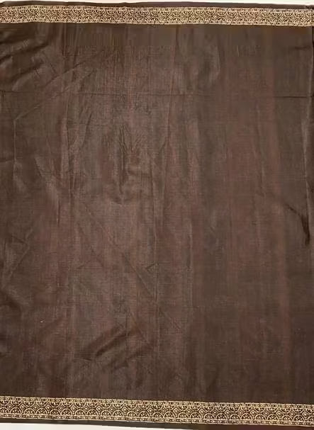 Plain Dark Brown blouse with printed border.