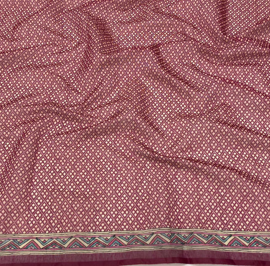 Geometric print blouse in Crimson Red color for woman by Ethnic Today.
