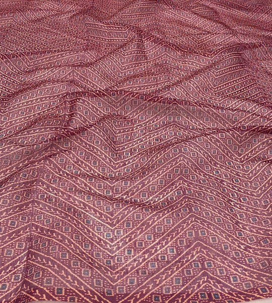 Printed Red blouse in Chanderi Silk fabric for woman by Ethnic Today.