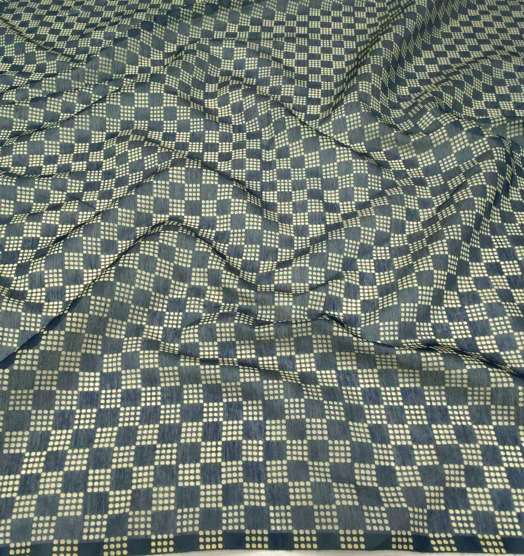 Checkered blouse with a Blue and Beige pattern for woman by Ethnic Today.