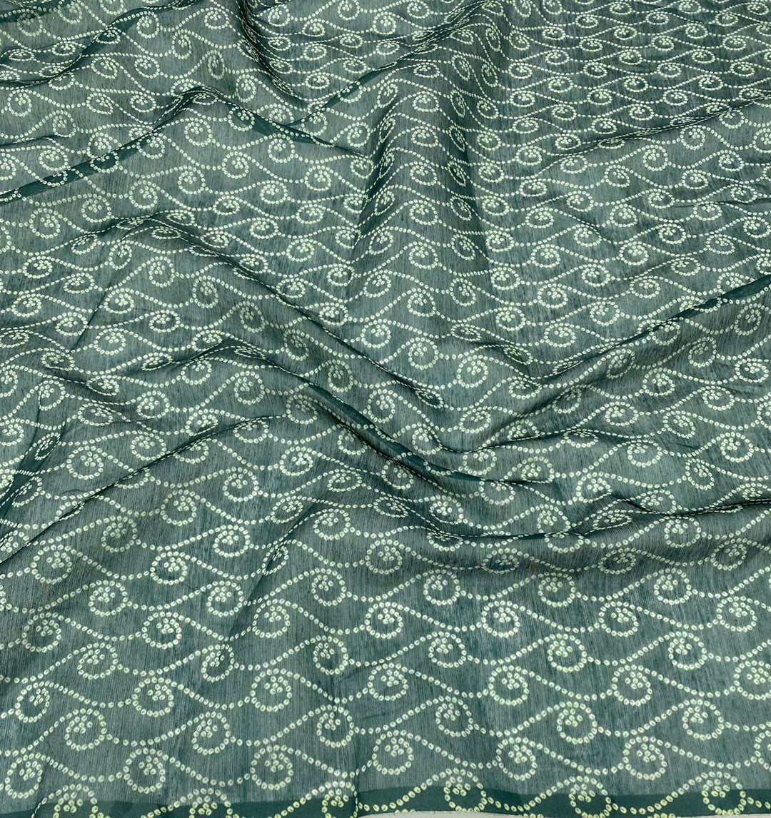 Deep Green Bandhani print blouse for woman by Ethnic Today.