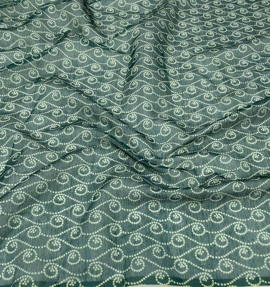 Deep Green Bandhani print blouse for woman by Ethnic Today.