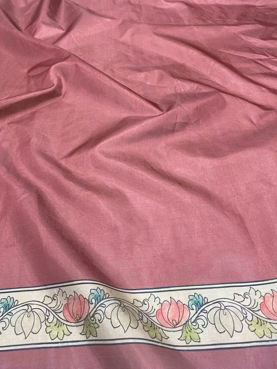 Plain pink with Floral print blouse for woman by Ethnic Today.