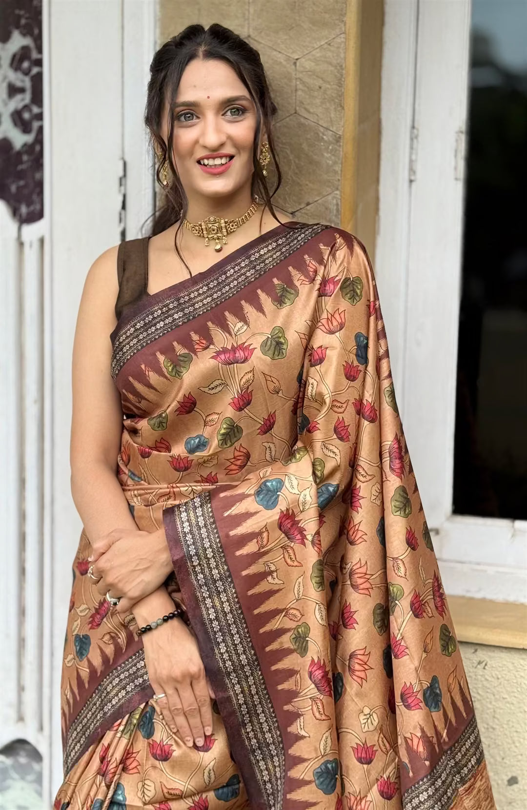 Kalamkari printed Saree for Woman by Ethinic Today.