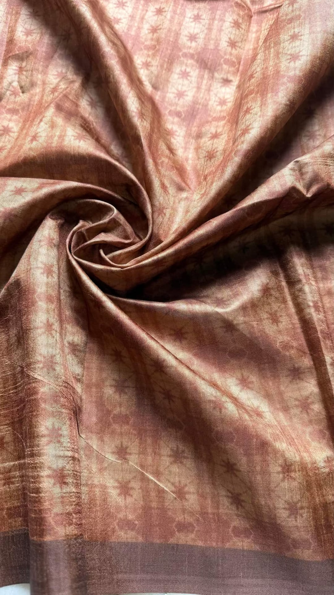 Copper printed unstiched Blouse with Brown solid border by Ethnic Today.