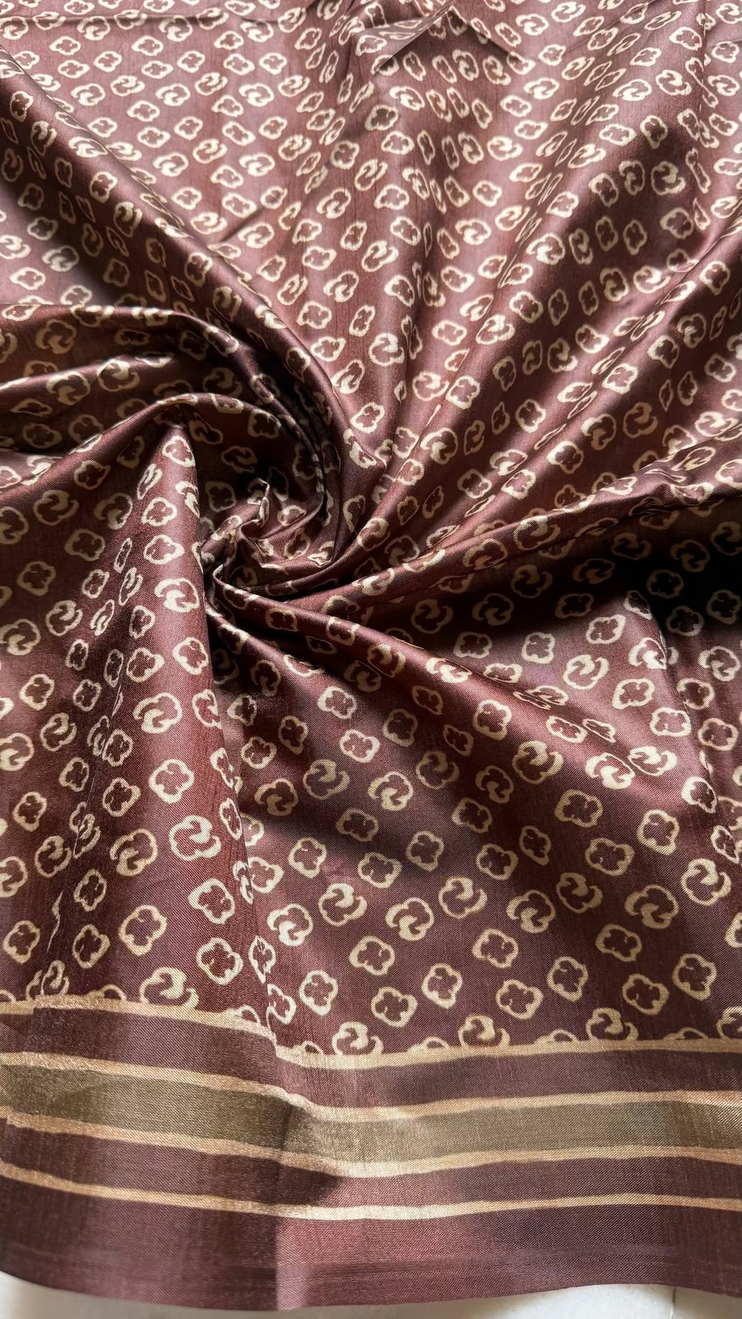 Chocolate Brown printed blouse fabric by Ethnic Today.