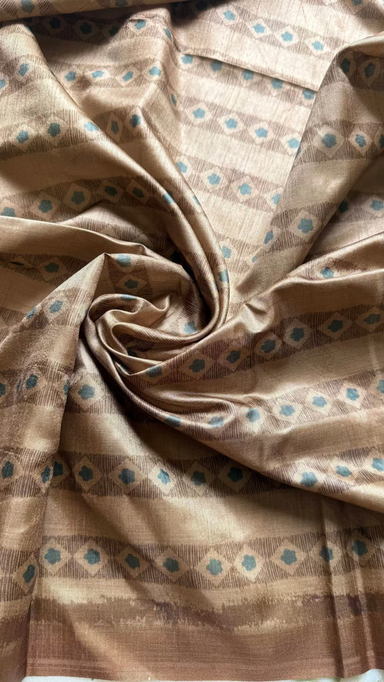 Beige printed blouse - geometric print , blouse fabric by ethnic today.