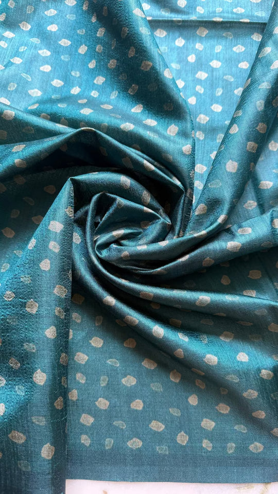 Polka dot printed saree blouse fabric by Ethnic Today.