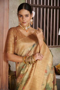 Tusser Yellow Saree Savannah